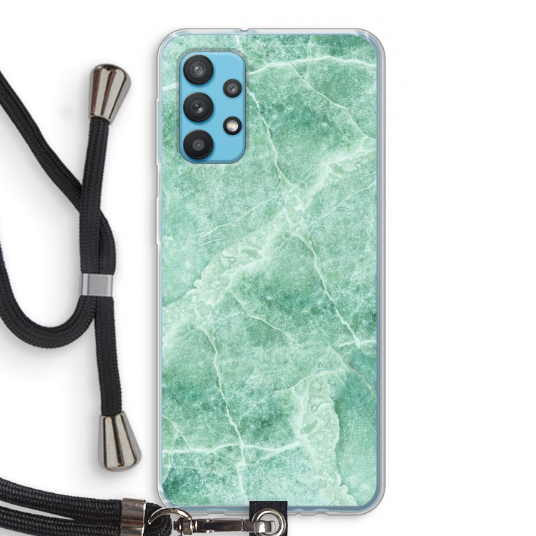 Groen marmer: Samsung Galaxy A32 4G Transparant Hoesje met koord