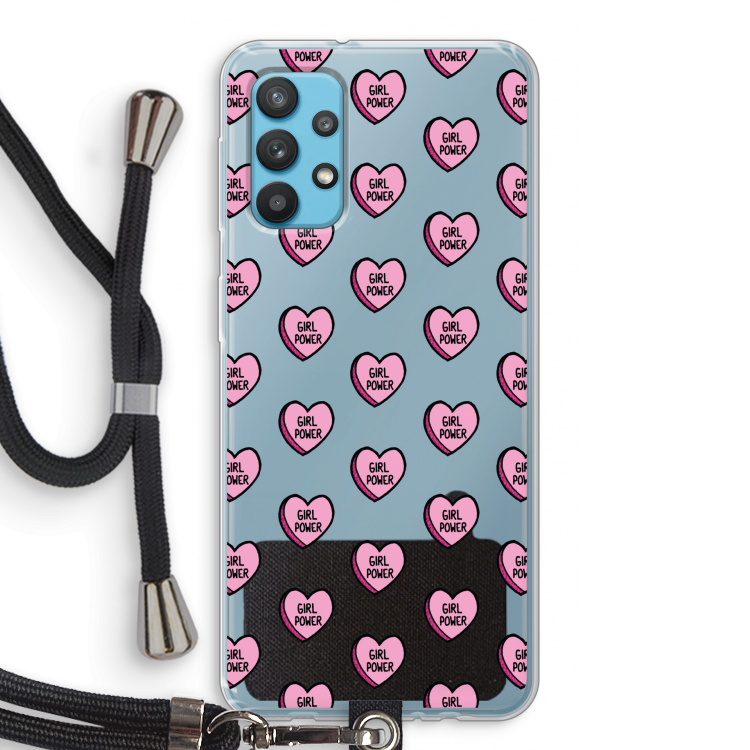 GIRL POWER: Samsung Galaxy A32 4G Transparant Hoesje met koord