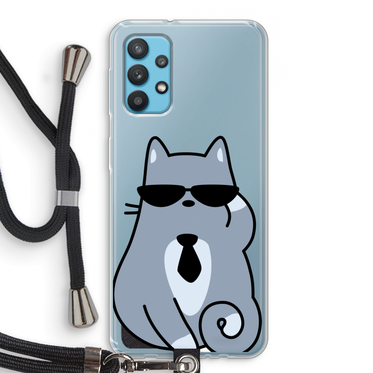 Cool cat: Samsung Galaxy A32 4G Transparant Hoesje met koord