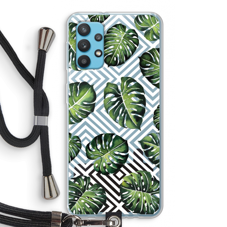 Geometrische jungle: Samsung Galaxy A32 4G Transparant Hoesje met koord