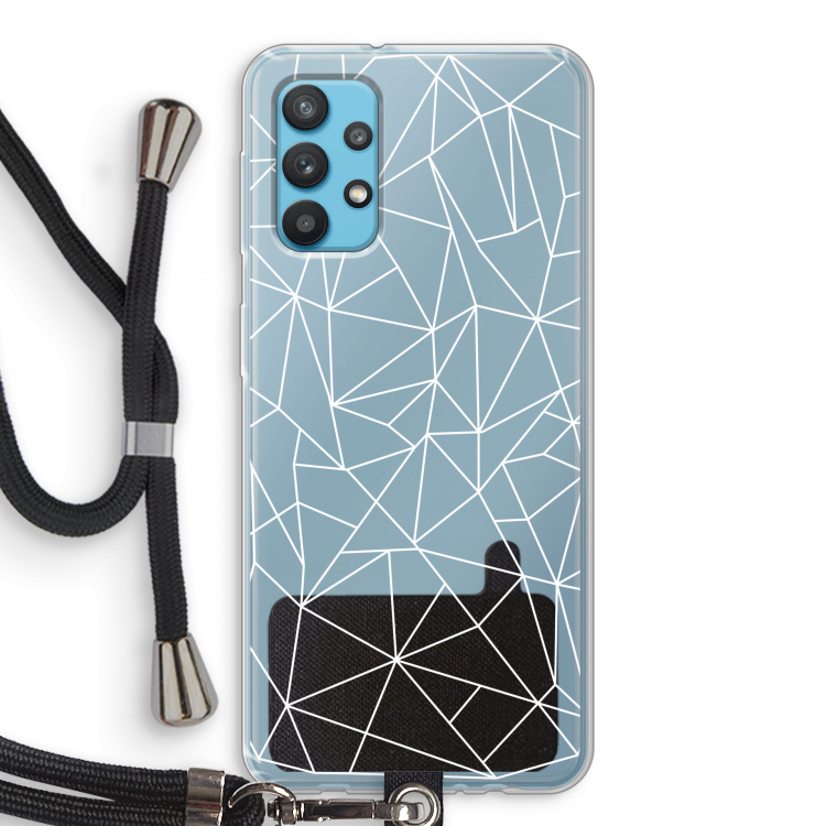 Geometrische lijnen wit: Samsung Galaxy A32 4G Transparant Hoesje met koord