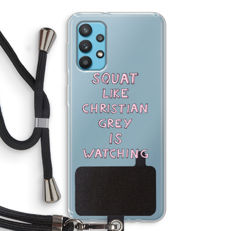 Christian Grey: Samsung Galaxy A32 4G Transparant Hoesje met koord