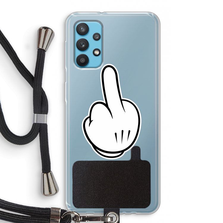 Middle finger white: Samsung Galaxy A32 4G Transparant Hoesje met koord