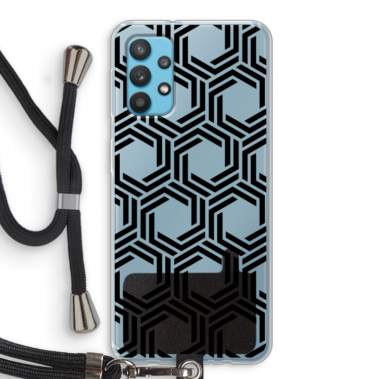 Geometrisch patroon: Samsung Galaxy A32 4G Transparant Hoesje met koord