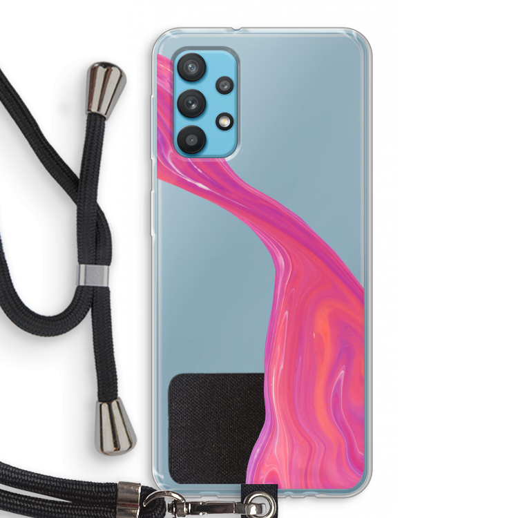 Paarse stroom: Samsung Galaxy A32 4G Transparant Hoesje met koord