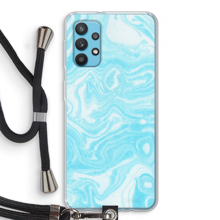 Waterverf blauw: Samsung Galaxy A32 4G Transparant Hoesje met koord