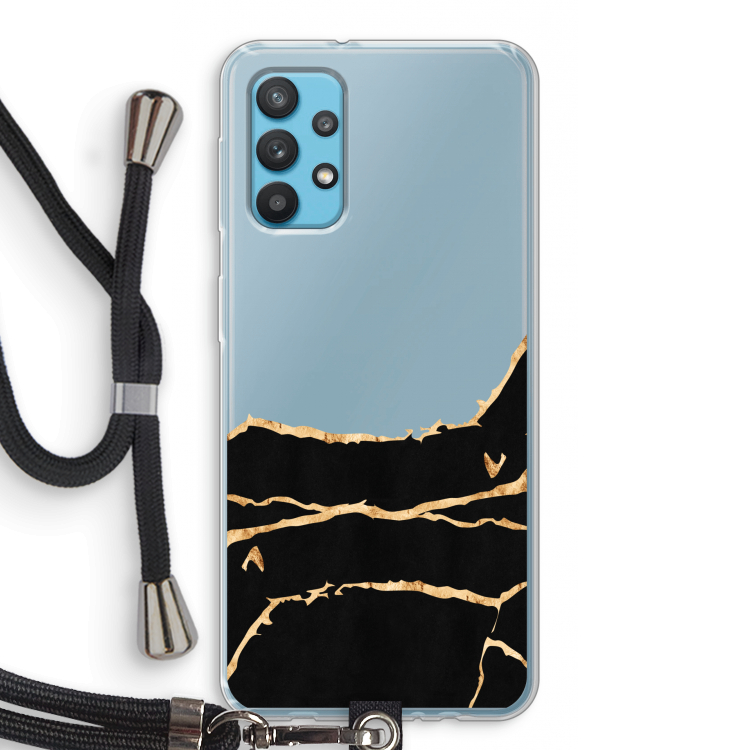 Gouden marmer: Samsung Galaxy A32 4G Transparant Hoesje met koord