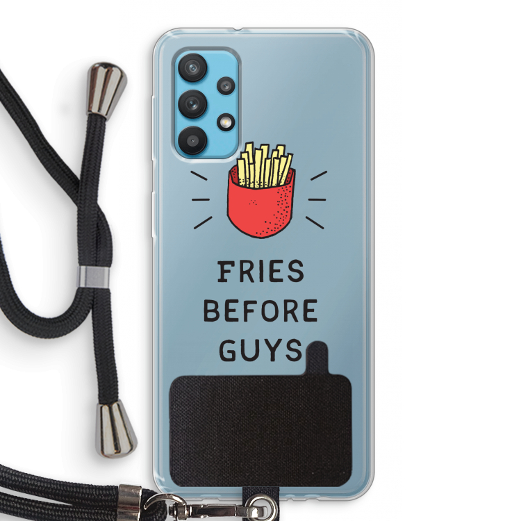 Fries before guys: Samsung Galaxy A32 4G Transparant Hoesje met koord