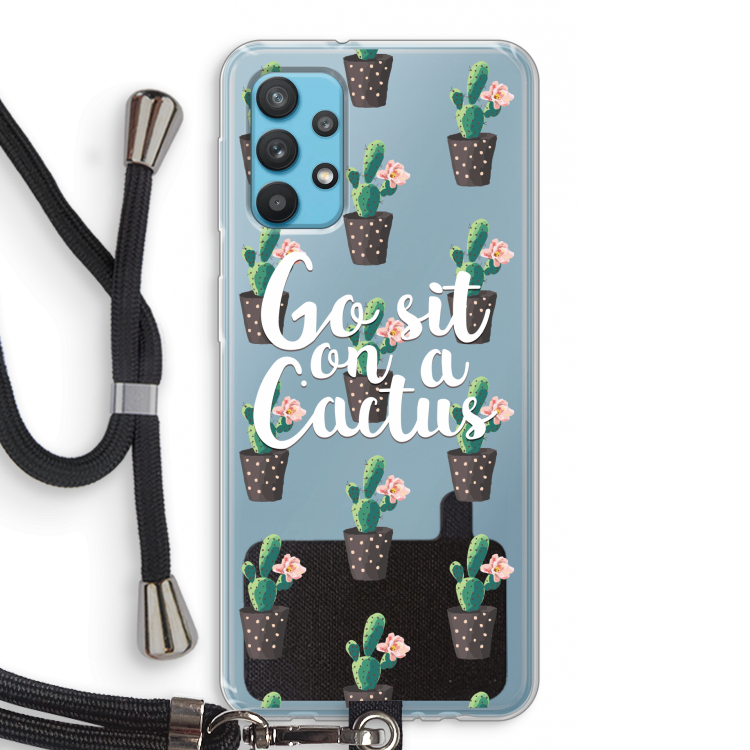 Cactus quote: Samsung Galaxy A32 4G Transparant Hoesje met koord