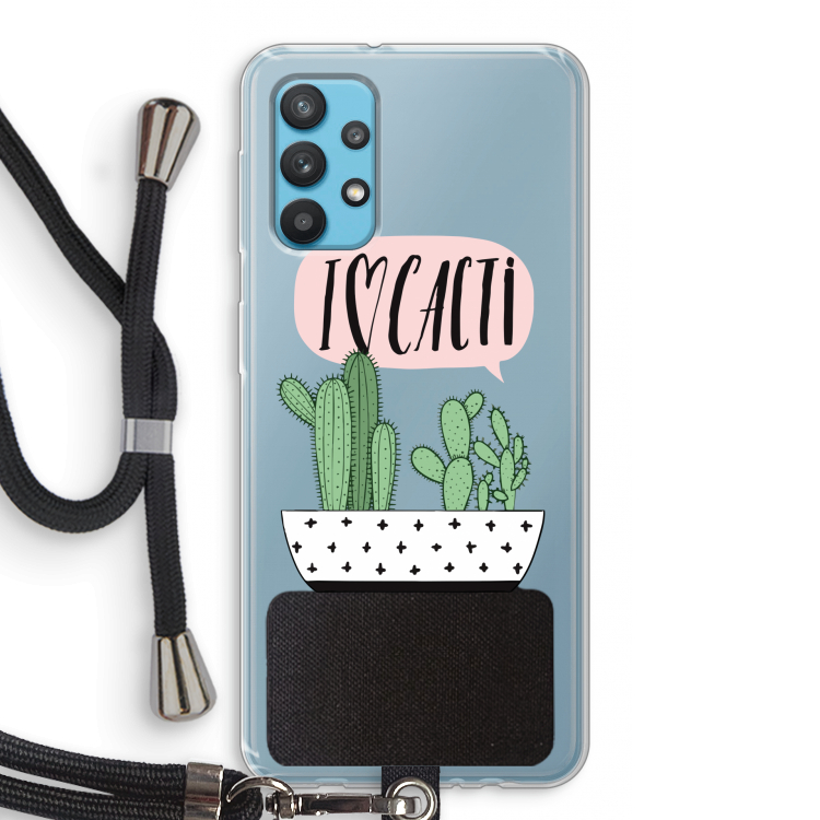 I love cacti: Samsung Galaxy A32 4G Transparant Hoesje met koord