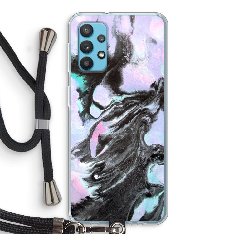 Pastel zwart: Samsung Galaxy A32 4G Transparant Hoesje met koord