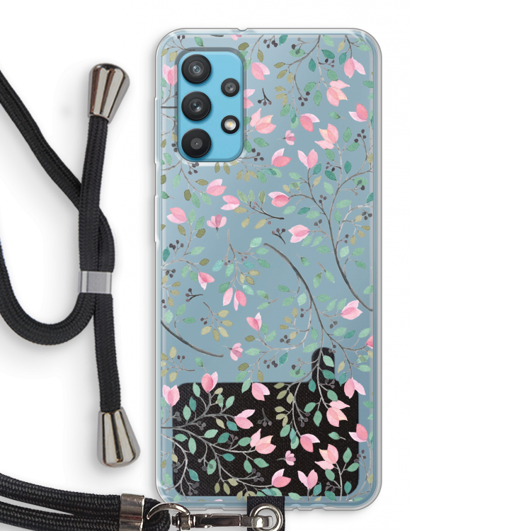 Sierlijke bloemen: Samsung Galaxy A32 4G Transparant Hoesje met koord