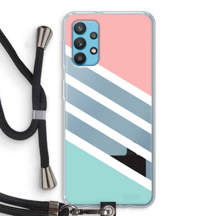 Strepen pastel: Samsung Galaxy A32 4G Transparant Hoesje met koord