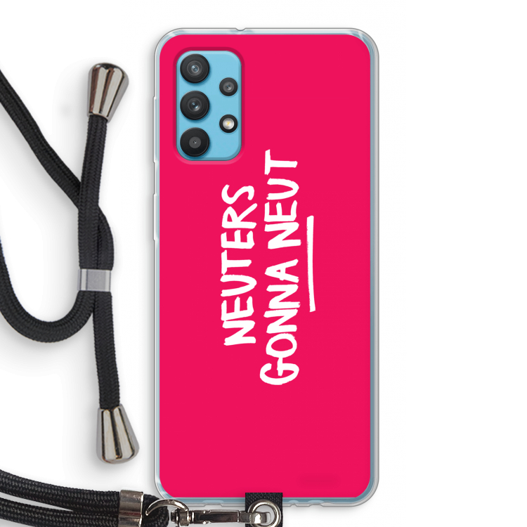 Neuters (roze): Samsung Galaxy A32 4G Transparant Hoesje met koord
