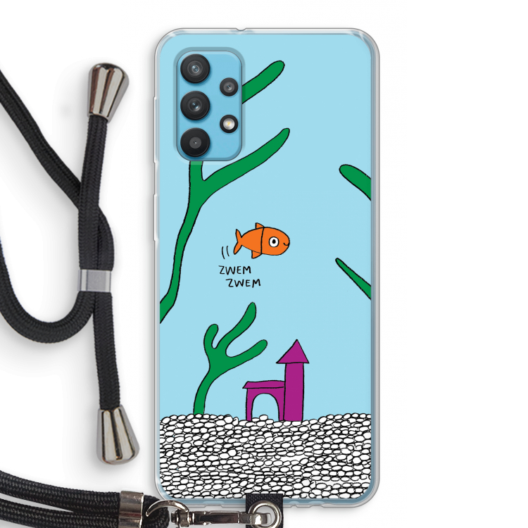 Aquarium: Samsung Galaxy A32 4G Transparant Hoesje met koord