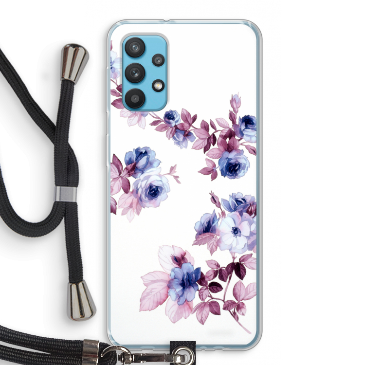 Waterverf bloemen: Samsung Galaxy A32 4G Transparant Hoesje met koord