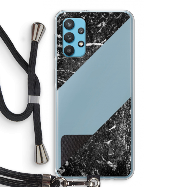 Zwart marmer: Samsung Galaxy A32 4G Transparant Hoesje met koord