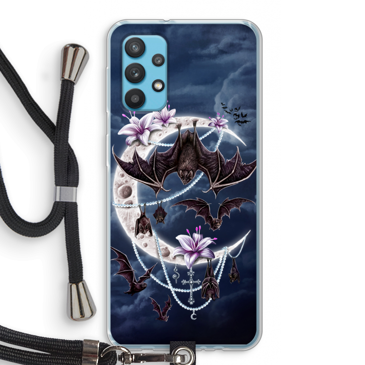 Vleermuizen Maan: Samsung Galaxy A32 4G Transparant Hoesje met koord