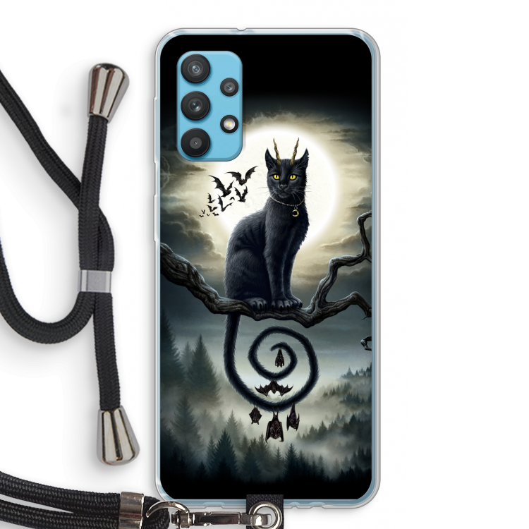 Moonlight Companions: Samsung Galaxy A32 4G Transparant Hoesje met koord