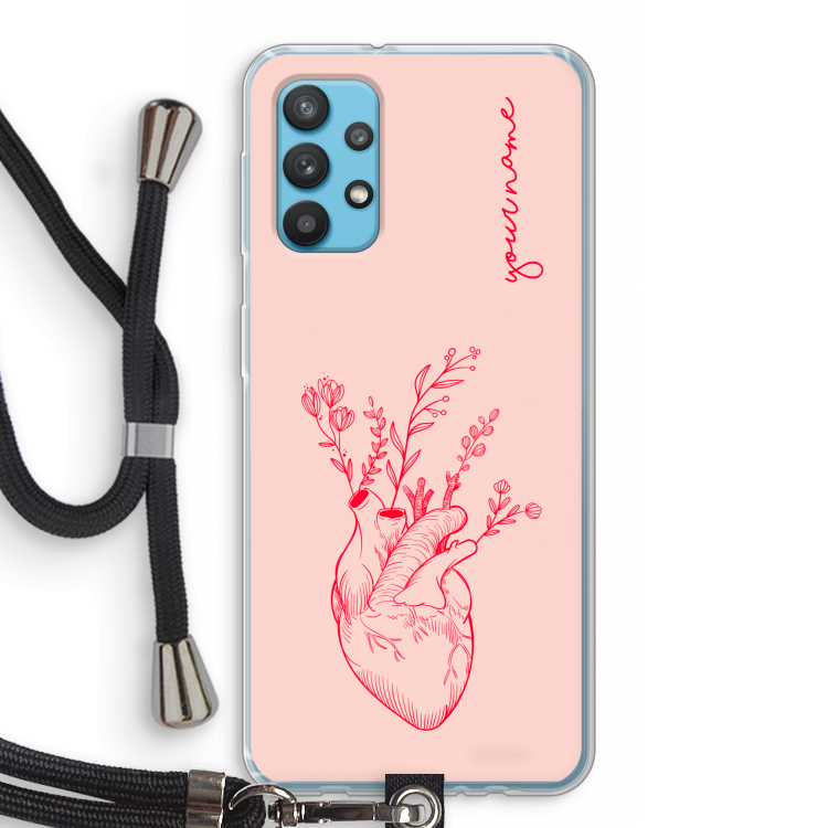 Blooming Heart: Samsung Galaxy A32 4G Transparant Hoesje met koord