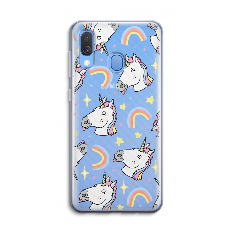 Rainbow Unicorn: Samsung Galaxy A40 Transparant Hoesje