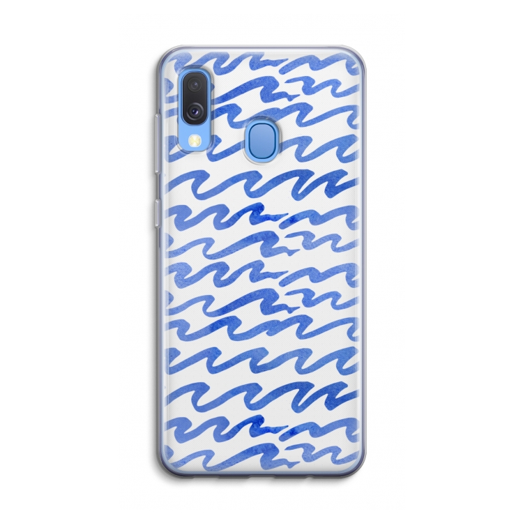 Blauwe golven: Samsung Galaxy A40 Transparant Hoesje