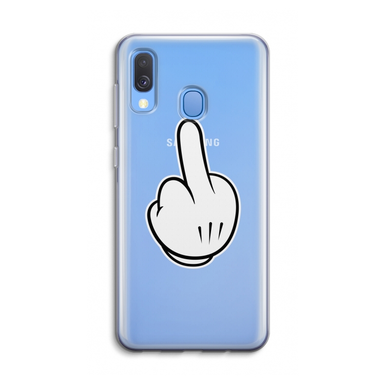 Middle finger white: Samsung Galaxy A40 Transparant Hoesje