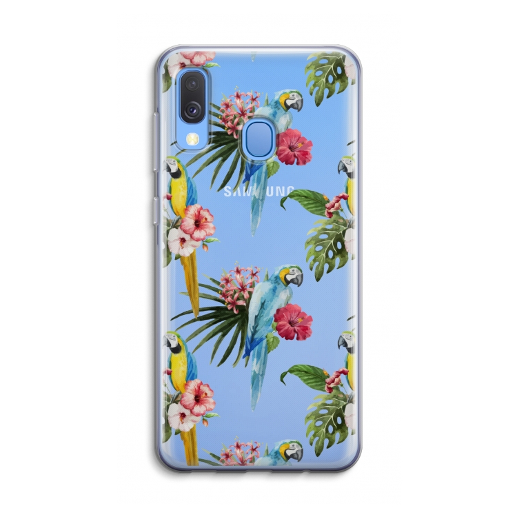 Kleurrijke papegaaien: Samsung Galaxy A40 Transparant Hoesje
