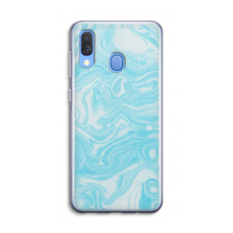 Waterverf blauw: Samsung Galaxy A40 Transparant Hoesje