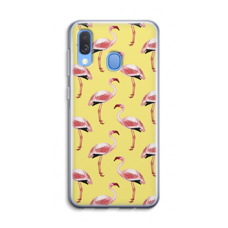 Flamingo's geel: Samsung Galaxy A40 Transparant Hoesje
