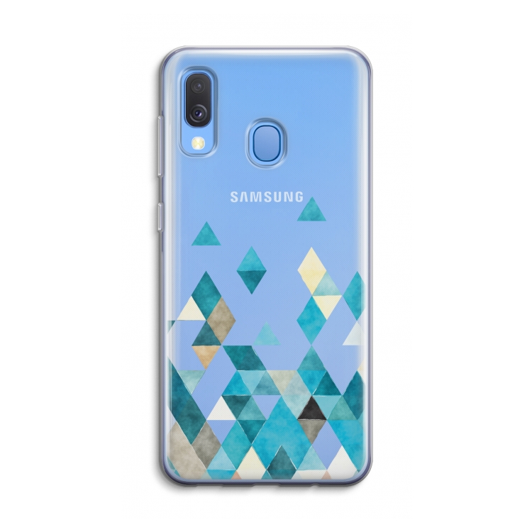 Gekleurde driehoekjes blauw: Samsung Galaxy A40 Transparant Hoesje