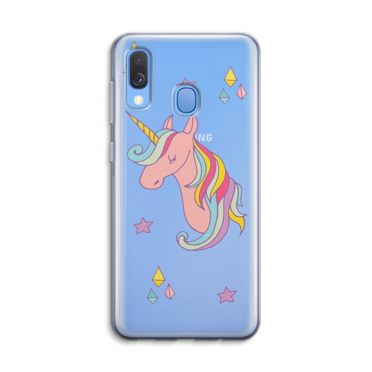 Roze eenhoorn: Samsung Galaxy A40 Transparant Hoesje