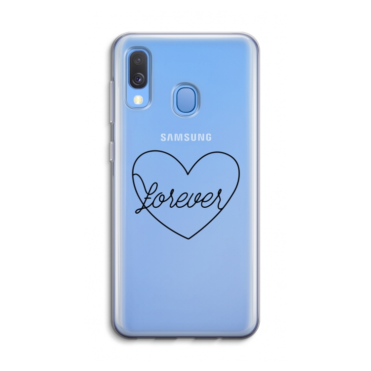 Forever heart black: Samsung Galaxy A40 Transparant Hoesje