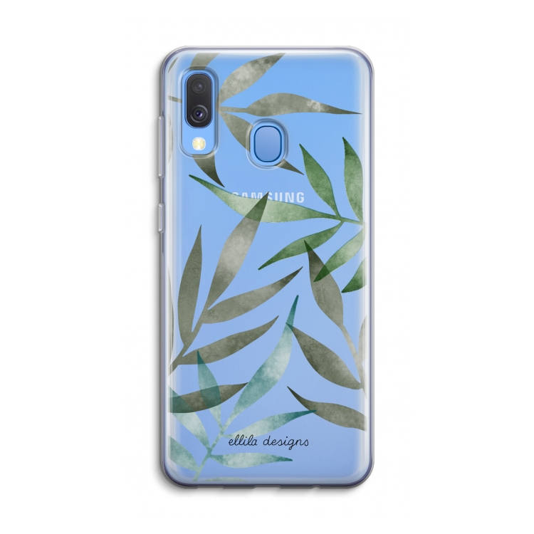 Tropical watercolor leaves: Samsung Galaxy A40 Transparant Hoesje