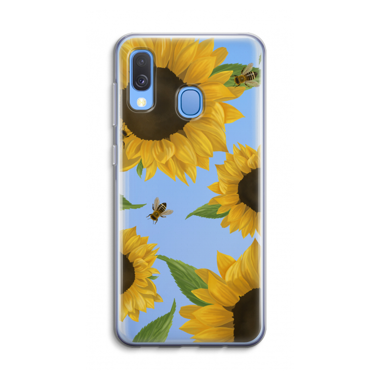 Sunflower and bees: Samsung Galaxy A40 Transparant Hoesje
