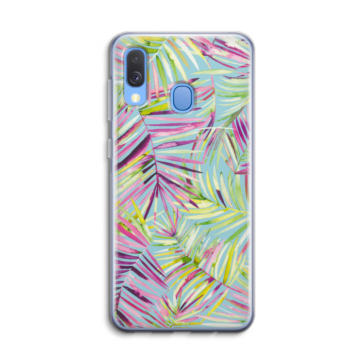 Tropical Palms Blue: Samsung Galaxy A40 Transparant Hoesje