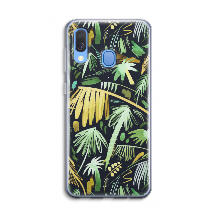 Tropical Palms Dark: Samsung Galaxy A40 Transparant Hoesje