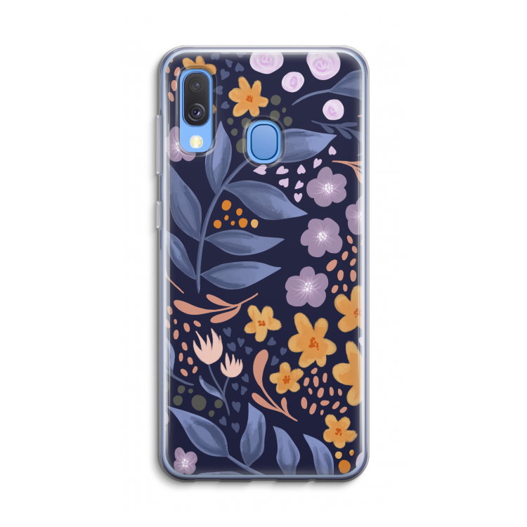 Flowers with blue leaves: Samsung Galaxy A40 Transparant Hoesje