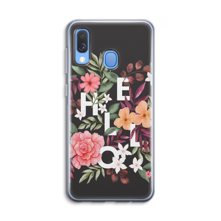 Hello in flowers: Samsung Galaxy A40 Transparant Hoesje