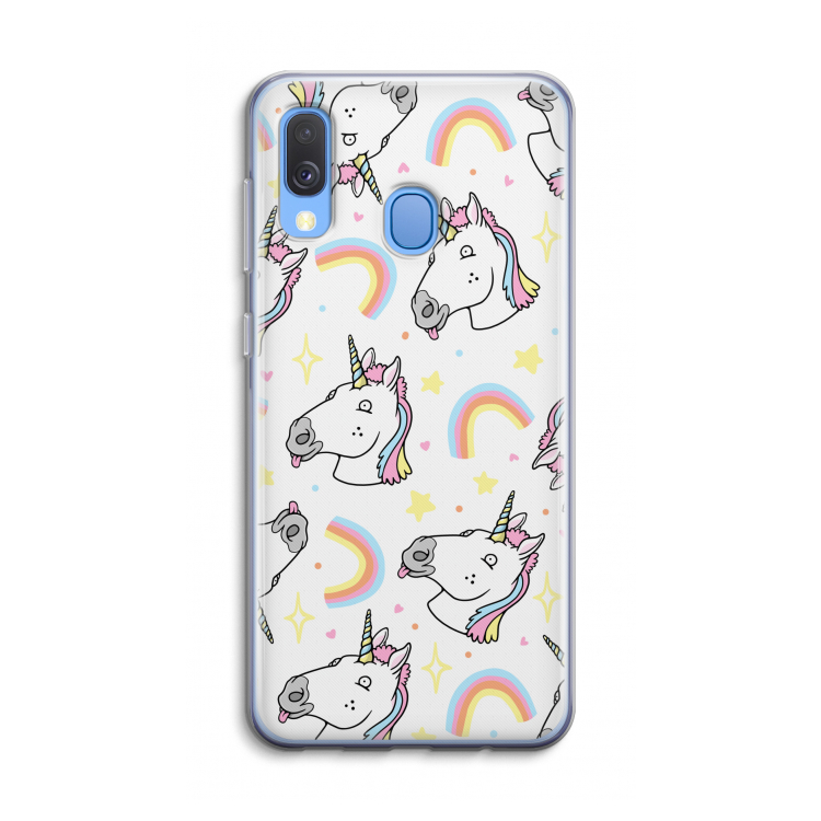 Rainbow Unicorn: Samsung Galaxy A40 Transparant Hoesje