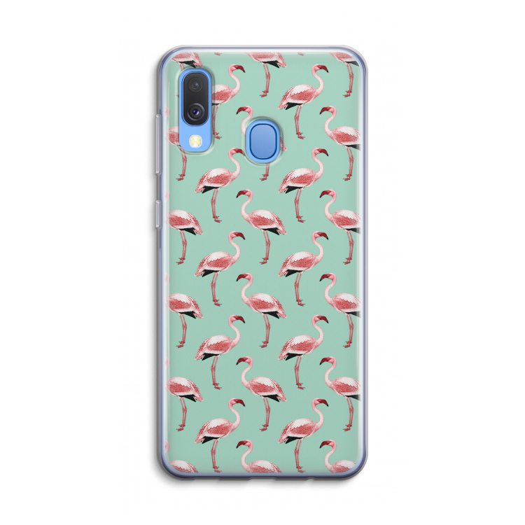 Flamingoprint groen: Samsung Galaxy A40 Transparant Hoesje