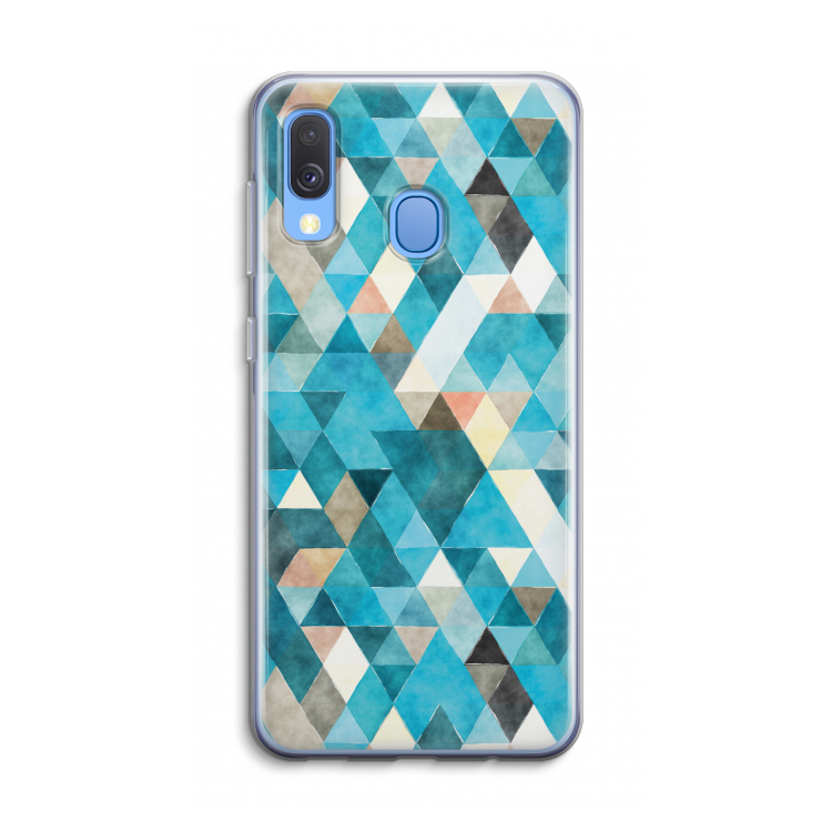 Gekleurde driehoekjes blauw: Samsung Galaxy A40 Transparant Hoesje