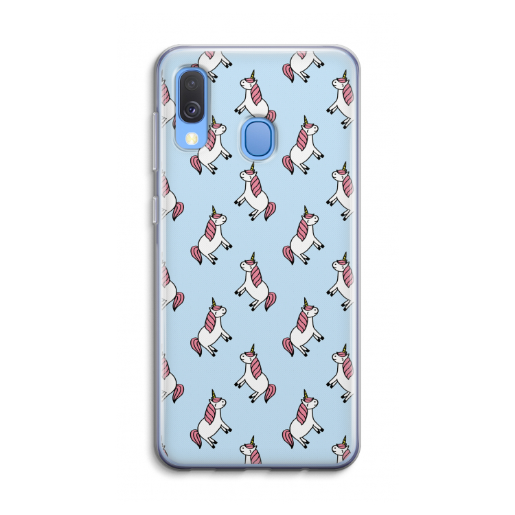 Eenhoorns overal: Samsung Galaxy A40 Transparant Hoesje