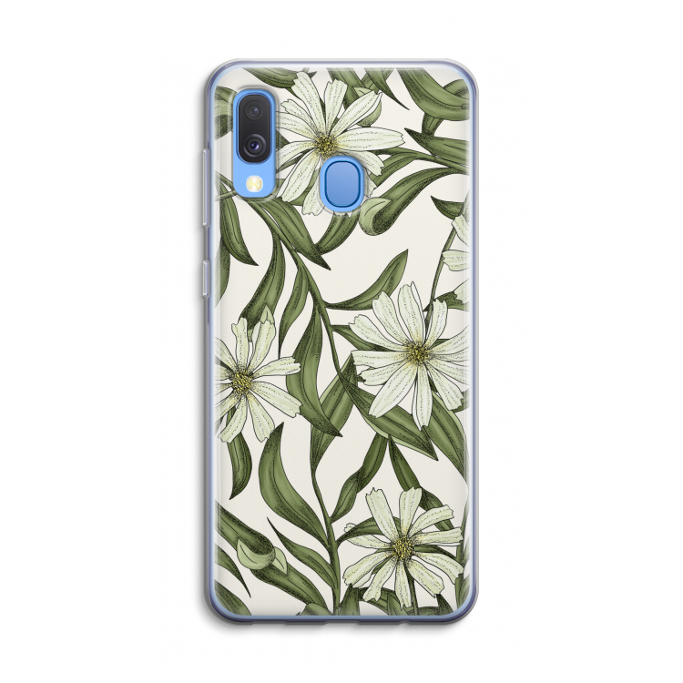 Wit bloemenpatroon: Samsung Galaxy A40 Transparant Hoesje