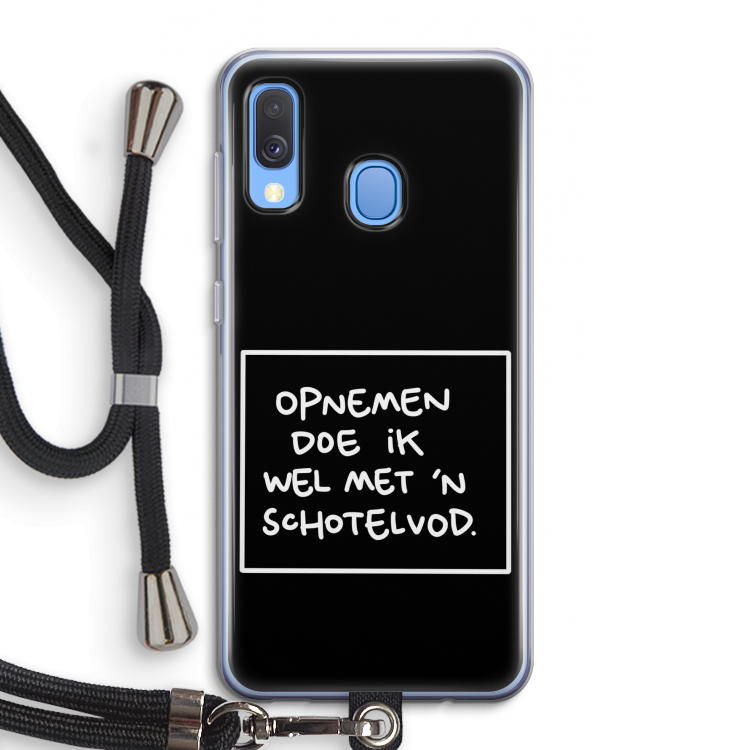 Schotelvod: Samsung Galaxy A40 Transparant Hoesje met koord