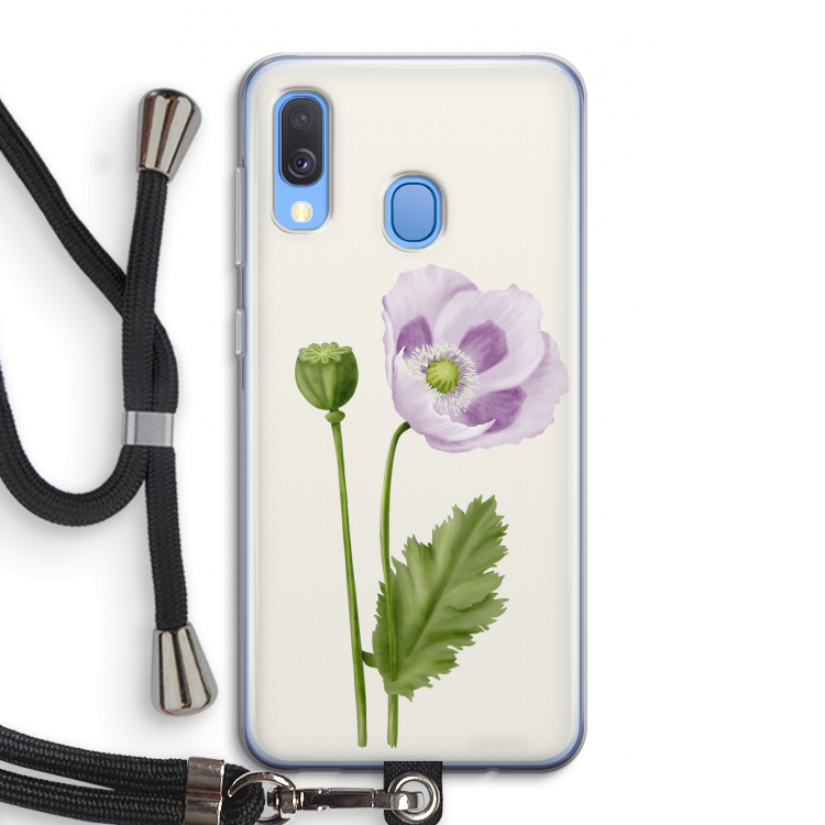 Purple poppy: Samsung Galaxy A40 Transparant Hoesje met koord