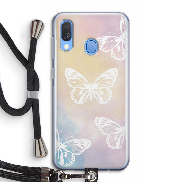 White butterfly: Samsung Galaxy A40 Transparant Hoesje met koord