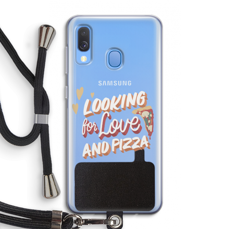 Pizza is the answer: Samsung Galaxy A40 Transparant Hoesje met koord