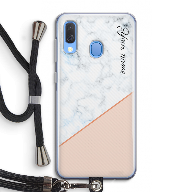Marmer in stijl: Samsung Galaxy A40 Transparant Hoesje met koord