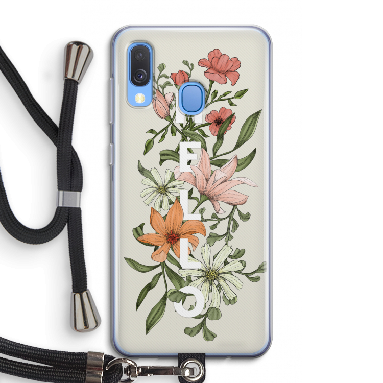 Hello bloemen: Samsung Galaxy A40 Transparant Hoesje met koord